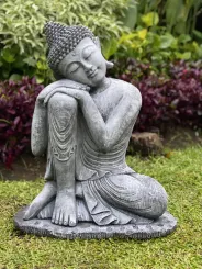 Rahman - Buddha entspannt, auf einem Bein, 65cm H | Steinguss 